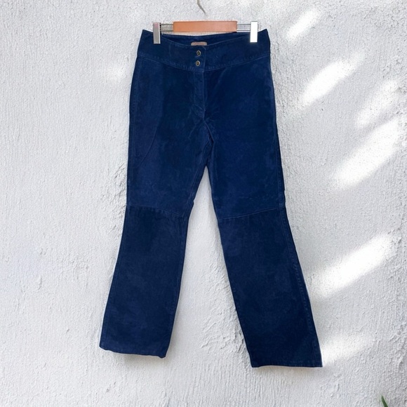 Vintages skotts suede real leather deep navy pants y2k rodeo western vibes 8 - Picture 2 of 10